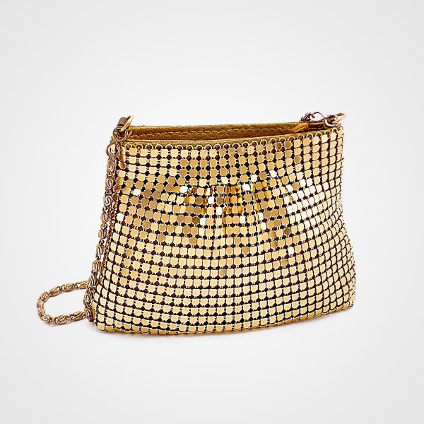 Bolso Dorado Con Cadena